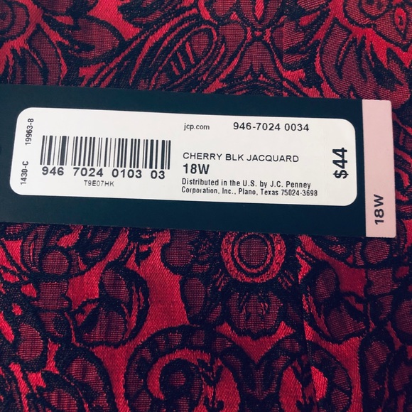 18w Cherry red jacquard pencil skirt - Picture 3 of 3